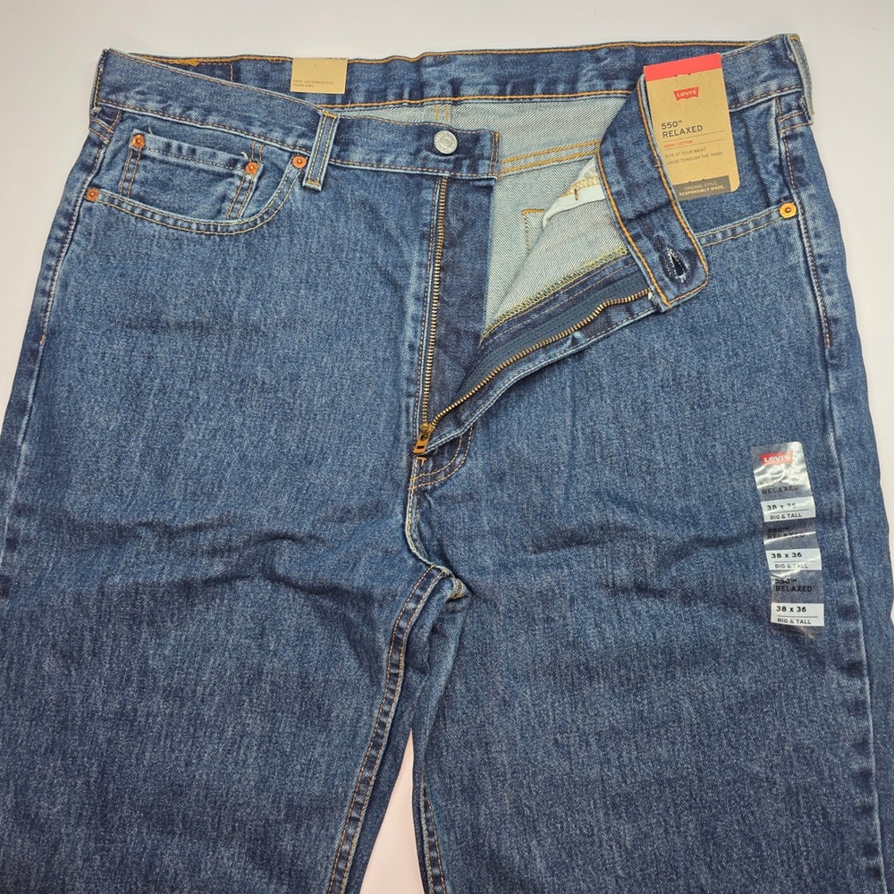 Levis 550 Relaxed Fit Jeans Mens 38x36 Blue Denim Big and Tall 01550-4886 NEW